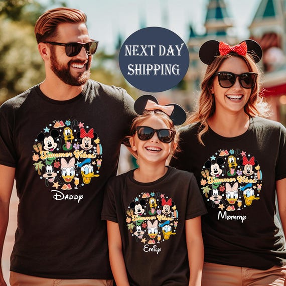 Disney Summer vibes Shirts, Disney Family vacation Shirt, Disney summer T-shirt, Disney family custom shirt,Bella canvas custom cotton shirt
