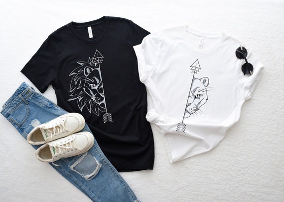 LION COUPLES shirt, Lioness MATCHING couple shirts, His and hers shirts, Couple tshirt, Valentine Gift, Personalized Matching Shirt