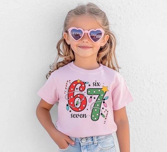 Funny 6 7 Christmas T-Shirt: Viral Social Media Tee, Christmas lights shirts for kids