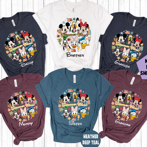 Disney Summer vibes Shirts, Disney Family vacation Shirt, Disney summer T-shirt, Disney family custom shirt,Bella canvas custom cotton shirt