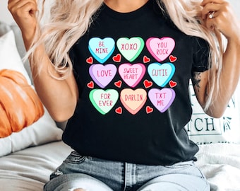 Candy Hearts Valentines Day Shirt: Graphic Tee Gift