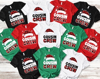 Camiseta navideña personalizada para primos, camiseta familiar navideña a juego, camisetas de manga larga