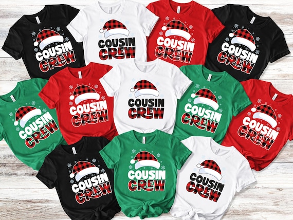 Personalized Christmas Cousin Crew Shirt, Matching Xmas family T-shirt, long sleeve tees