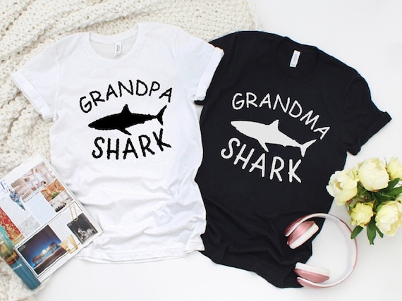 Grandma Shirt, Cute Grandma Grandpa Shark shirt, Announcement Grandparents Couple Shirt, New Grandparents T shirt, Grammy Papa,