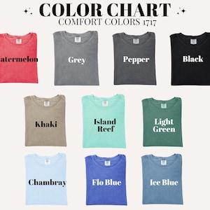 a group of t - shirts with the words color chart on them