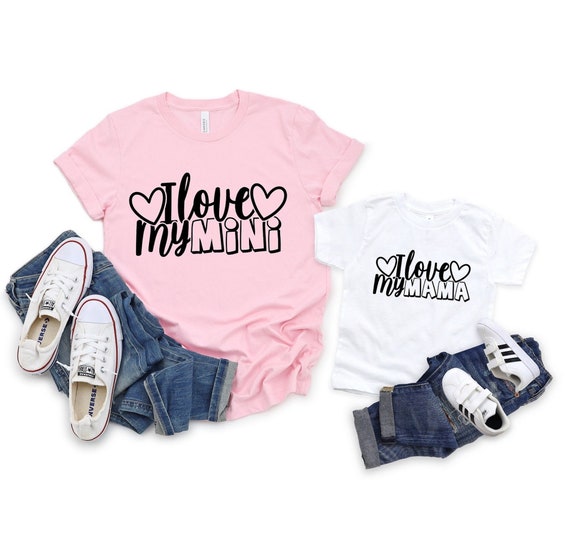 I Love My Mini, I Love My Mama, Mommy and Me Outfits, Matching Family Shirts, Mother Daughter Matching Shirts, Matching Outfits, Motherhood