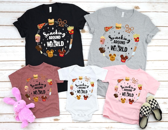 Snacking around the world T-Shirt, Disney Family Shirts, Disneyworld tees, Disneyland shirt, World Traveler Shirt, T-shirt for Travelers