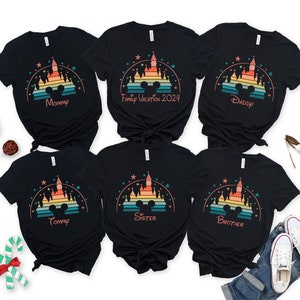 Personalized Disney Trip Family colorful Shirt,Disneyworld shirt,mickey Shirt, Matching Family shirt,mom dad kids and baby shirts name on it