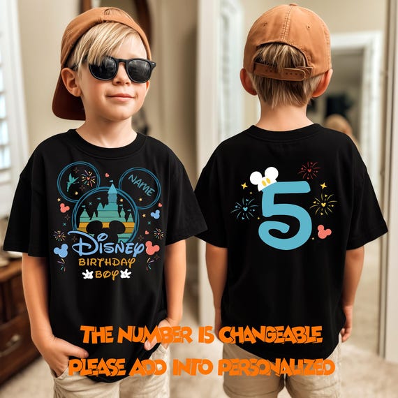 Personalized Birthday boy front and back mickey Shirt, Birthday Disney Shirt, Birthday Boy Shirt,Birthday Shirt,Disney Birthday Party Shirts