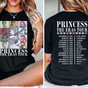 Princess Eras Tour Front and Back Shirt, Disney Princess Tour Tee, Disney Princess Characters Shirt, Disney Girl Trip Shirt,Disneyland Shirt