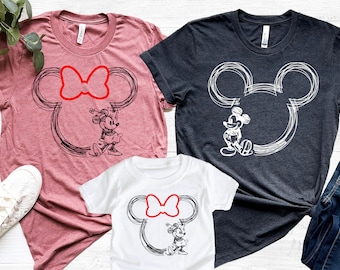 Personalized Disneyland Family Shirts: Retro Mickey and Minnie Matching Tees