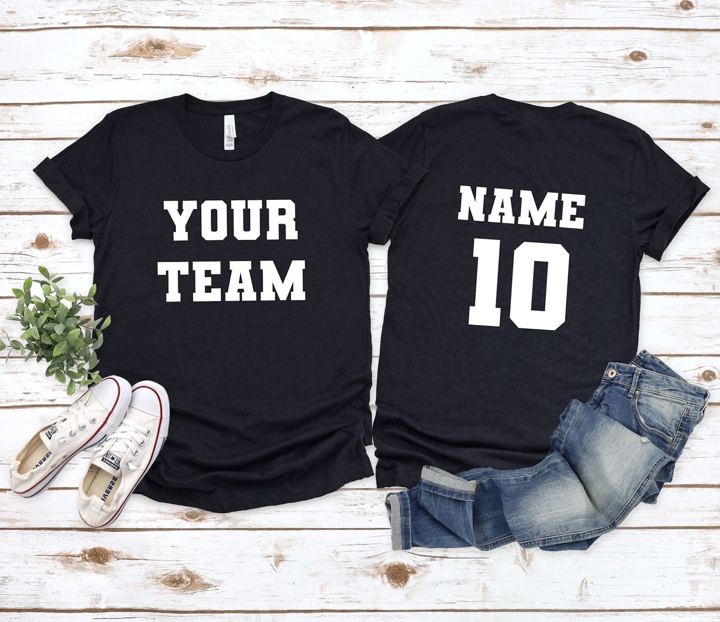 Sports T-shirt Front Back Name and Numberyour Team - Etsy
