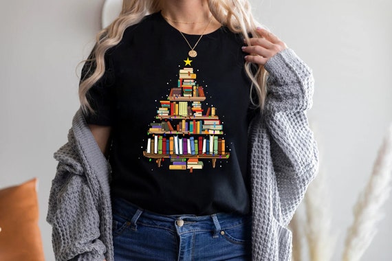 Christmas Book Tree Shirt, Book Lovers Christmas Gift, Christmas Sweatshirt, Christmas Gift For Teacher, School Christmas Shirt, Book Tree