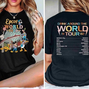 Disney Epcot World tour 1982 front and back print Shirt, Drink around the World Traveler Shirt, Disney Family Matching Shirt, Epcot Shirt