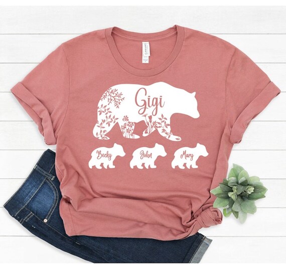 Custom Mama Bear Shirt, Grandma Shirt with Grandkids Name, Gigi Shirt with Grandkid's Names, Gift for Gigi, Grandma birthday gift, Gigi Gift