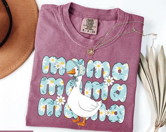 Mama Goose Comfort Colors® Floral Daisy Shirt, Silly Goose Mom Tee