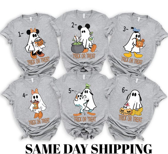 Trick Or Treat 6 Disney Ghost halloween characters shirt, Halloween Disney shirts,Halloween disney costumes, Halloween gift, Funny Halloween