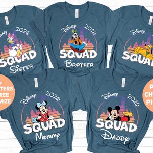 Custom Name Disney Squad T-Shirts, Disney characters Shirt, Disney Family Trip Shirt, Walt Disney World Shirt, Disney Family Matching Tee image 1