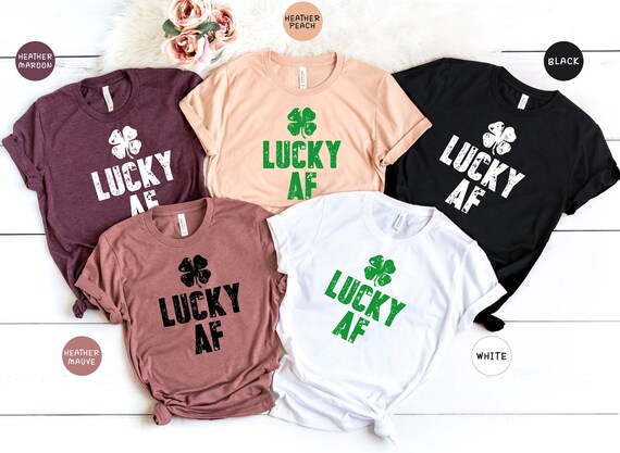 Lucky Af, Comfort Colors Clover Shamrock Smile St. Patrick's Day Shirt, cute Lucky shirt, St Patricks Day Tee, St Patty's Day, luck Irish