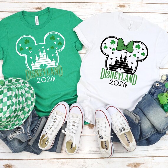 Disneyland 2026 Mickey And Minnie St.Patricks Day Shirt, Disney Shamrock Lucky Sweatshirt, Disney Green Day Tee,Disneyland Long sleeve shirt