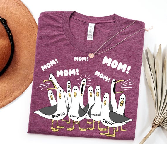 Personalized Seagull Mom Shirt, Custom Kids Names, Mother's Day Gift