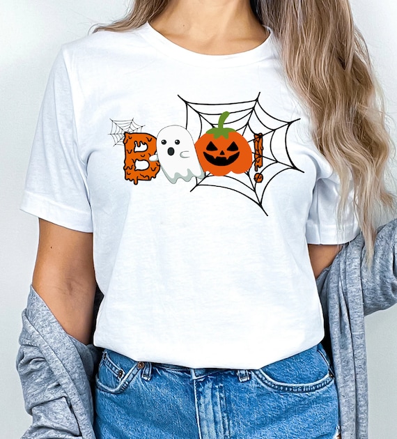 Kids Halloween Shirt: Boo, Ghost, Pumpkin, Spider - Soft Cotton Blend
