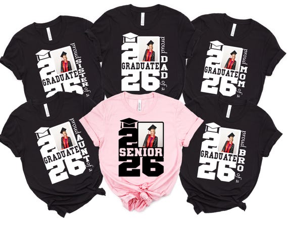 2026 Graduation Family Shirts, Personalized Matching Tees,Proud grad photo tee