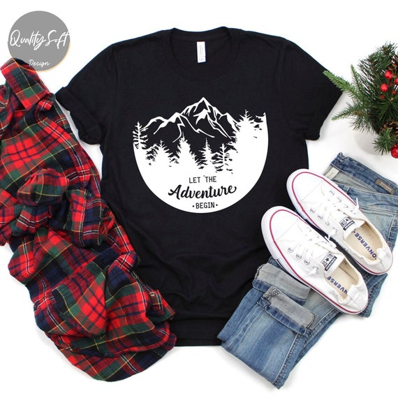 Let The Adventure Begin Shirt, Camper Shirt, Gift for Travel Lover, Gift for Adventurer Hiker Backpacker, Wildlife Shirts, Vacation Shirts