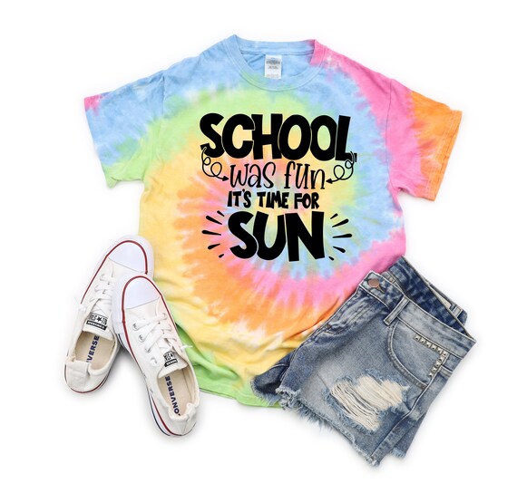 School was fun It's time for sun last day school tie dye Shirt,last day of school teacher, summer tie dye for teacher, teacher shirt