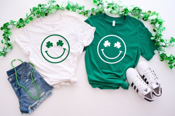 Comfort Colors Clover Shamrock Smile St. Patrick's Day Shirt, cute Lucky shirt, St Patricks Day Tee, St Patty's Day, luck Irish