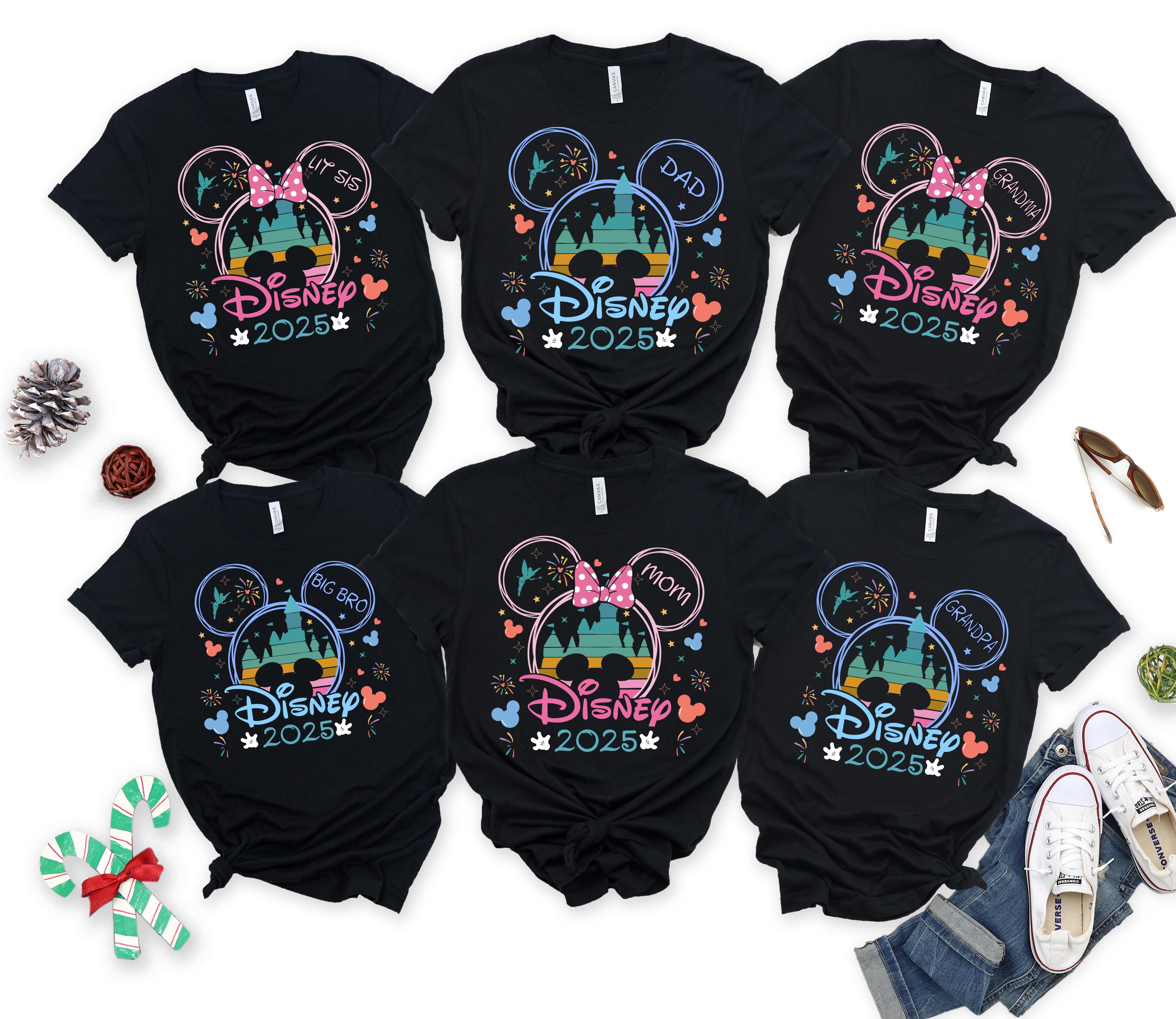 Camisetas de personalización Disney 2025, camisetas familiares Disney, camisetas familiares Disneyworld 2025, camiseta de viaje Disney Vacation 2025, camiseta Disney