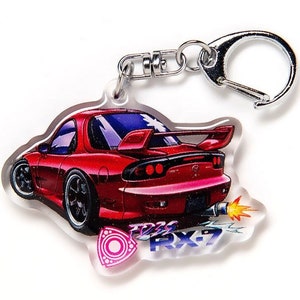RX7 RX-7 FD3S FD OEM Volk Rays Racing Velg Rood Achterkant Acryl Charm Sleutelhanger Dubbelzijdig Anime Auto JDM Fanart