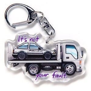 Initial D Takumi Fujiwara Bunta Isuzu-sleepwagen AE86 Trueno 2e fase Drift acryl bedel sleutelhanger dubbelzijdig manga anime auto JDM fanart