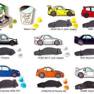 Initial D Cars Emaille Pin Tofu Shop AE86 Trueno RX7 Supra FRS KG6 EG6 Civic R32 Skyline GTR LD3S FC3S Hartmetall langlebiger kundenspezifischer Fan gemacht