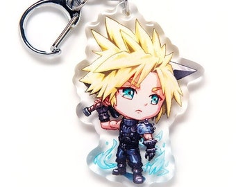 FF7 Remake Cloud Strife VII Acrylic Keychain Charm Final Fantasy Art JRPG Japanese Video Game Fanart Gift Itabag