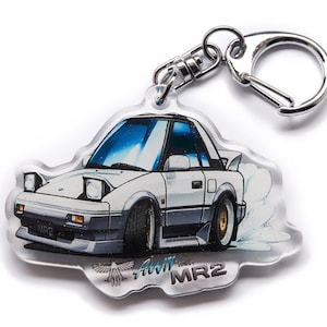 MR-2 MR2 AW11 Supercharged MK1 Wit Zilver 2-Tone Acryl Charm Sleutelhanger Dubbelzijdig Anime Manga