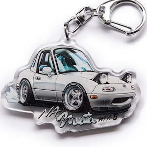 MX-5 MX5 Miata Eunos Roadster NA8CE NA6CE Llavero acrílico blanco con dije de doble cara Anime Manga Fanart