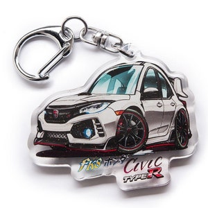 Civic Type R FK8 Championship White OEM Stock Acrylic Charm Keychain Car Anime Manga Fanart Illustration