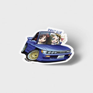 Initial D Character & Cars Cute Chibi Vinyl Stickers AE86 Trueno RX7 Skyline GTR EG6 Civic Lancer EVO 240SX Silvia Anime Manga Mako & Sayuki DRIFT