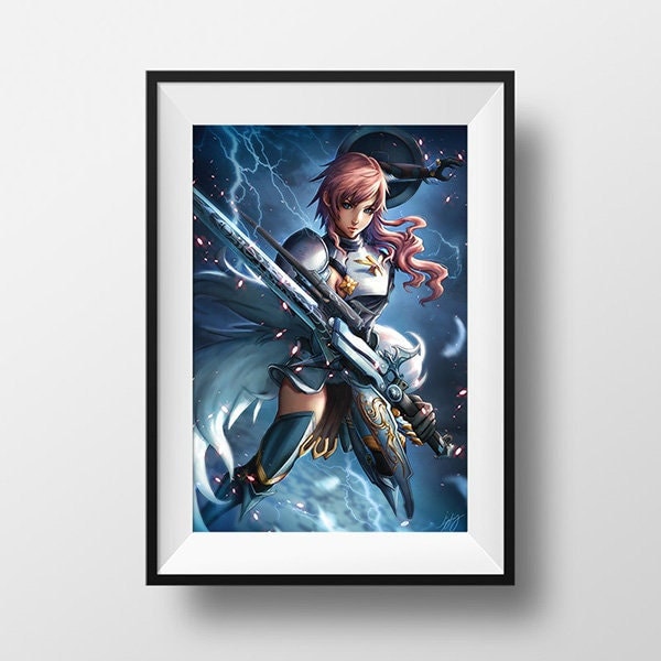 Final Fantasy XIII 13 Lightning Farron Poster Anime Painting Game Wall Art Print Room Decor Square Enix Valentines Gift for Her Him Teen
