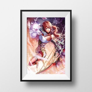 Final Fantasy XIII 13 Serah Farron Moogle Poster Anime Painting Game Wall Art Print Room Decor Square Enix Valentines Gift for Her Him Teen