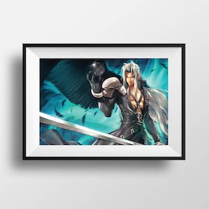 FF7 VII Sephiroth Poster Print Wall Art JRPG Japanese Video Game Fanart