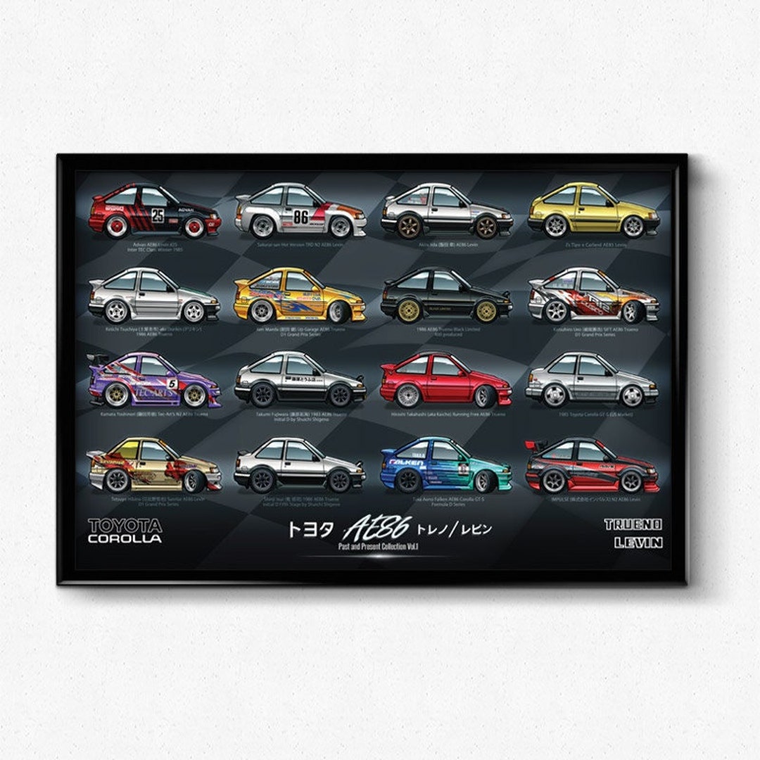 AE86 Past & Present Collection Poster Print Initial D AE86 Past & Present Collection Poster Print Initial D