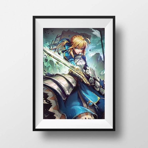 Fate Sabre Arthur Arturia Pendragon Anime Poster Print Wall Art Fanart Decor