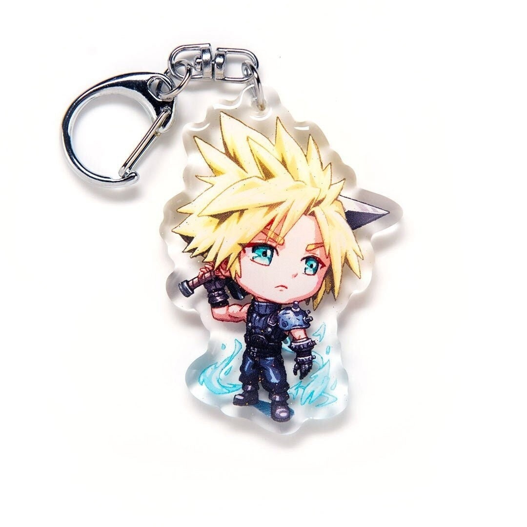FF7 Remake Cloud Strife VII Acrylic Keychain Charm Final Fantasy Art JRPG Japanese Video Game Fanart Gift Itabag