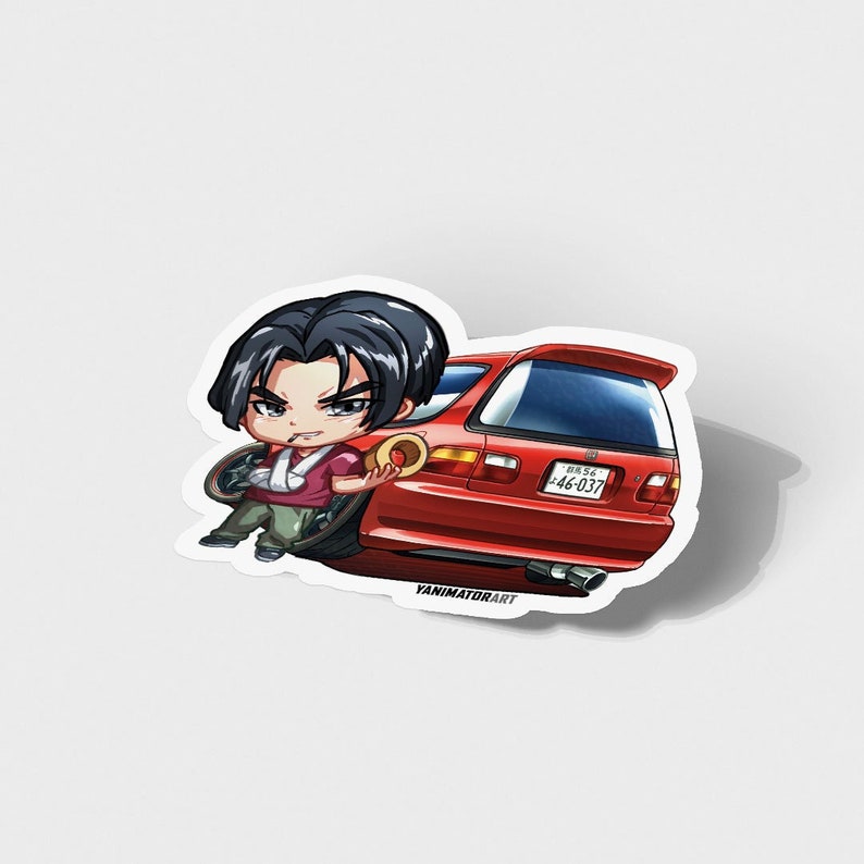 Initial D Character & Cars Cute Chibi Vinyl Stickers AE86 Trueno RX7 Skyline GTR EG6 Civic Lancer EVO 240SX Silvia Anime Manga Shingo EG6 Chibi