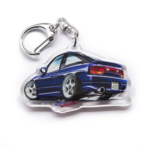 Initial D S13 180sx 240sx Thunder Fire 2nd Stage RPS13 Midnight Purple  Acrylic Charm Keychain Double-Sided 1st Stage Car Anime Manga