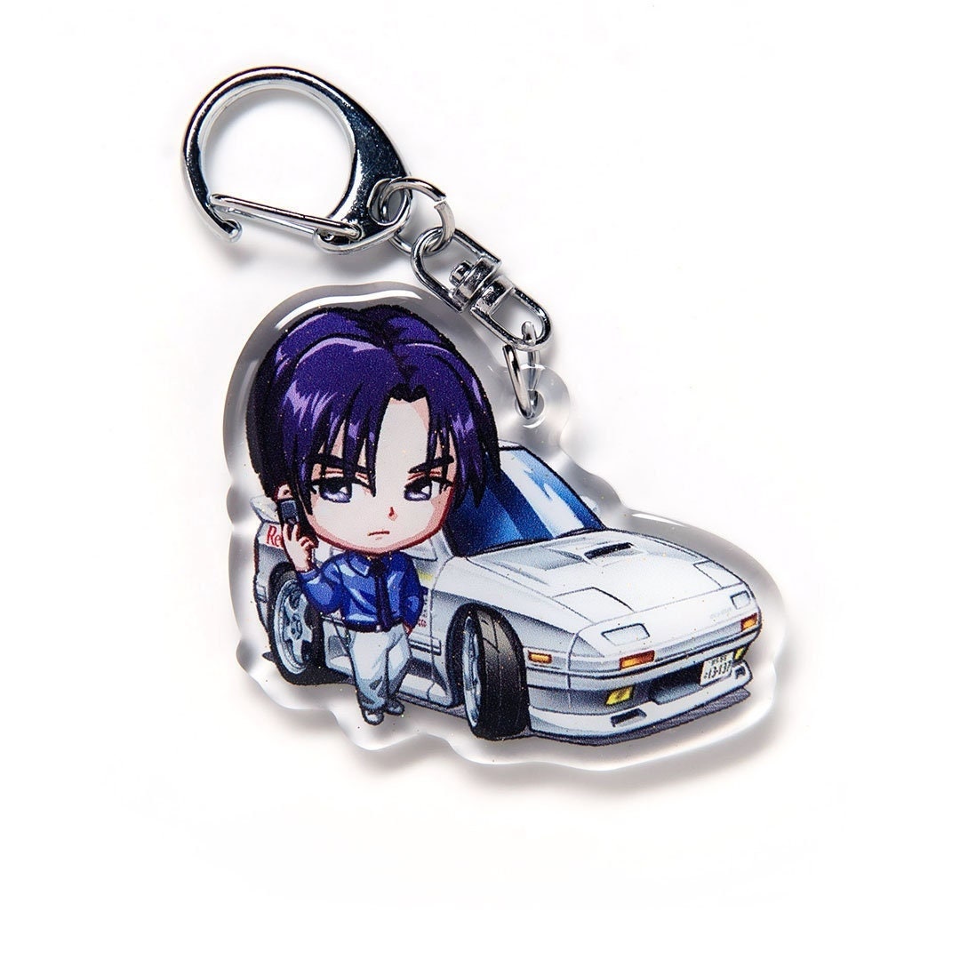 Initial D S13 180sx 240sx Thunder Fire 2nd Stage RPS13 Midnight Purple  Acrylic Charm Keychain Double-Sided 1st Stage Car Anime Manga