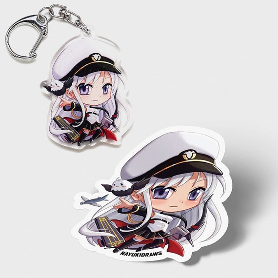 Azur Lane Keychain Enterprise Acrylic Charm Chibi Vinyl Sticker
