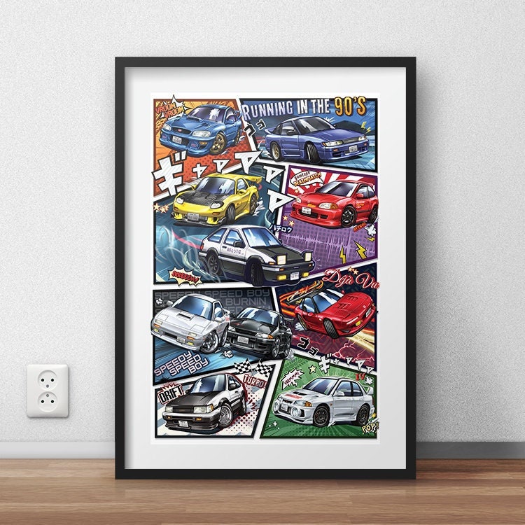 Initial D Manga Styled Car Poster Print 1st Edition Deja Vu